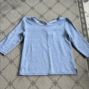 Talbots Blue Long Sleeve Sweatshirt Top With Keyhole Back